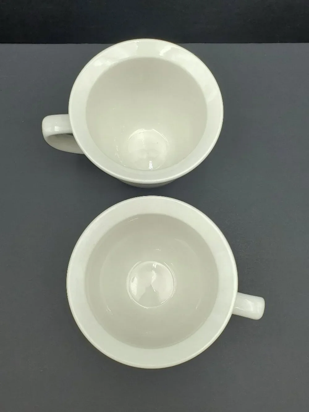 Pottery Barn Large White Rimmed Mugs Oversized White Soup Coffee Mugs